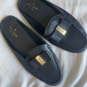 Kate Spade Black Slip-On Loafers with Gold Accent